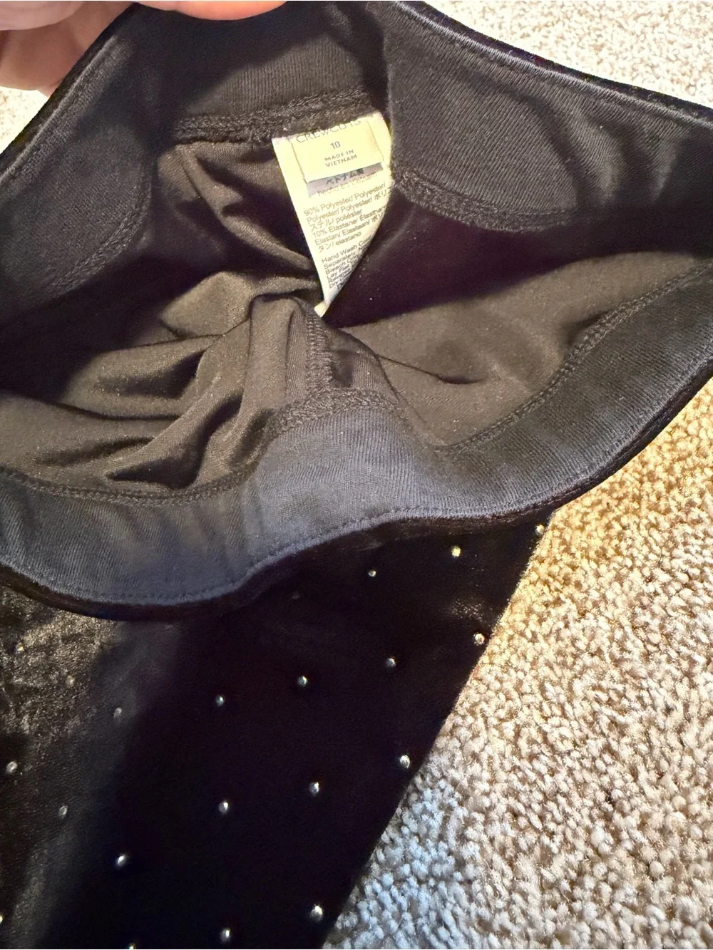 J. Crew Girls' stretch velvet studded leggings